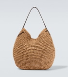 JW Anderson Bulb XL suede-trimmed raffia bucket bag