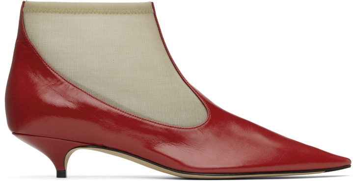 Photo: The Row Beige & Red Mesh Boots