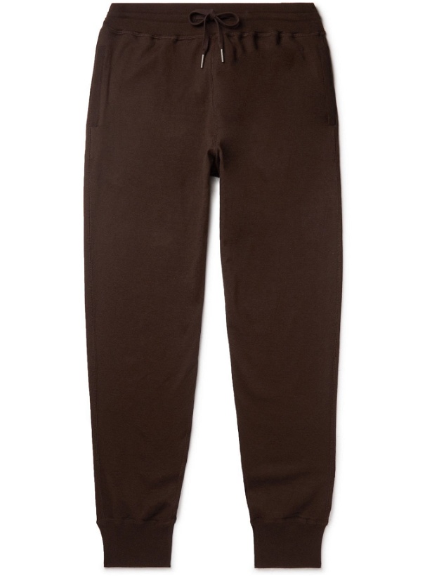 Photo: TOM FORD - Slim-Fit Tapered Cotton, Silk and Cashmere-Blend Sweatpants - Brown