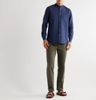 Boglioli - Slim-Fit Grandad-Collar Striped Cotton-Seersucker Shirt - Blue