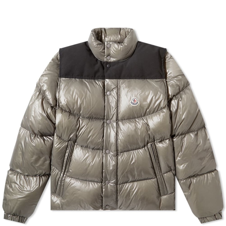 Photo: Moncler Men's Leschaux Removable Sleeve Down Jacket in Grey/Black