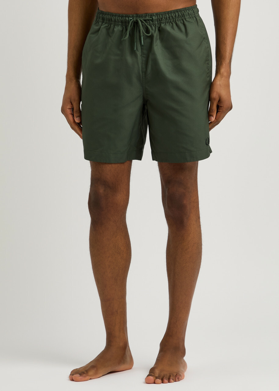 Fred Perry Logo-embroidered Shell Swim Shorts Green