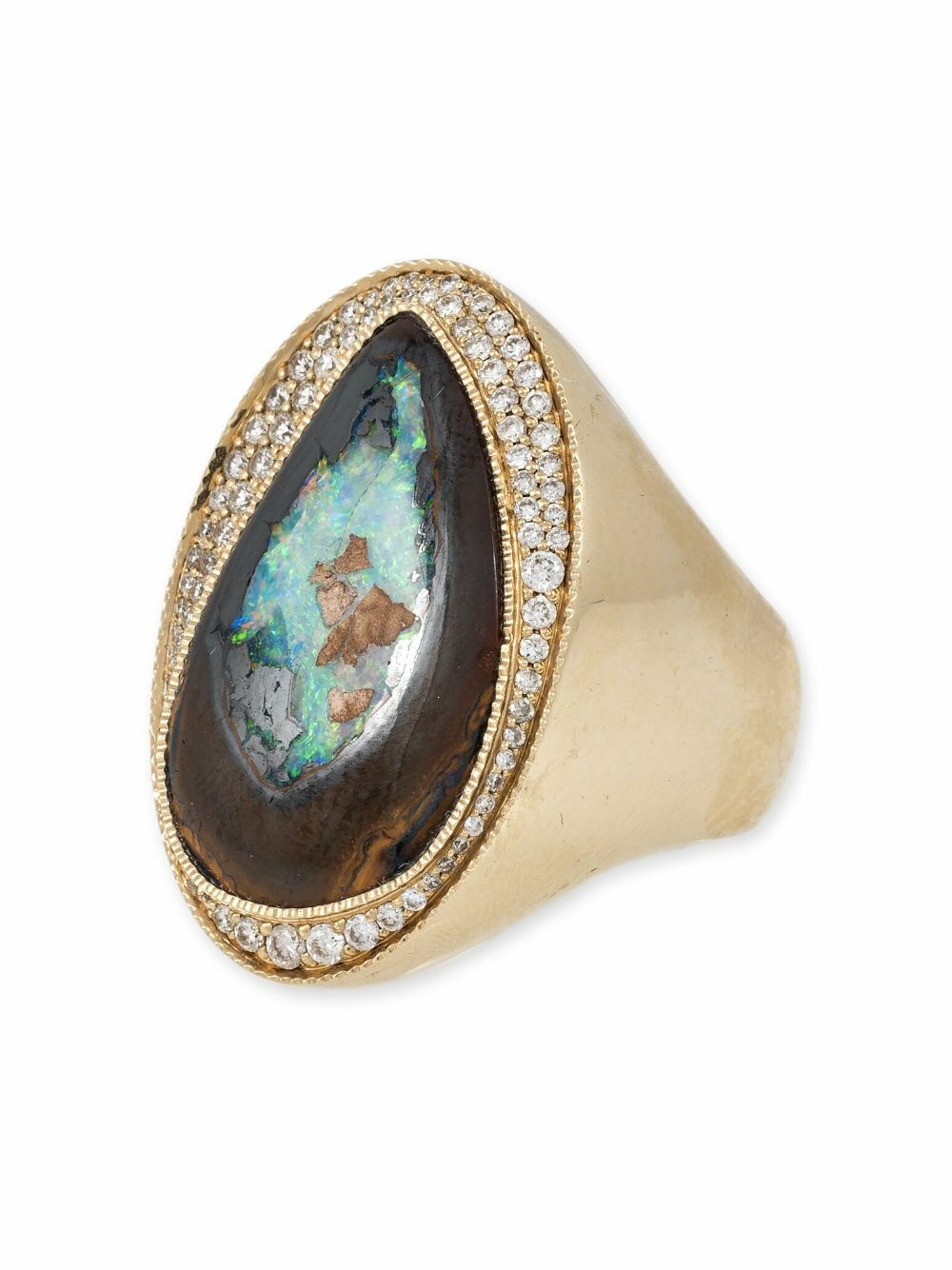 Jacquie Aiche 14K Yellow Gold Diamond And Opal Signet Ring