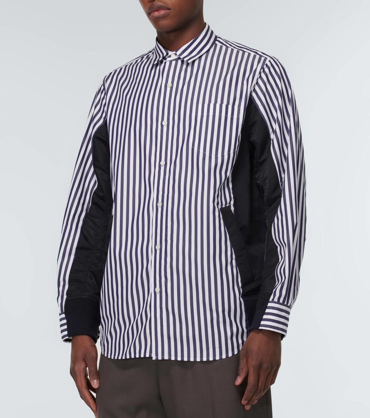 トップス sacai Sacai Striped cotton-blend poplin shirt Sacai