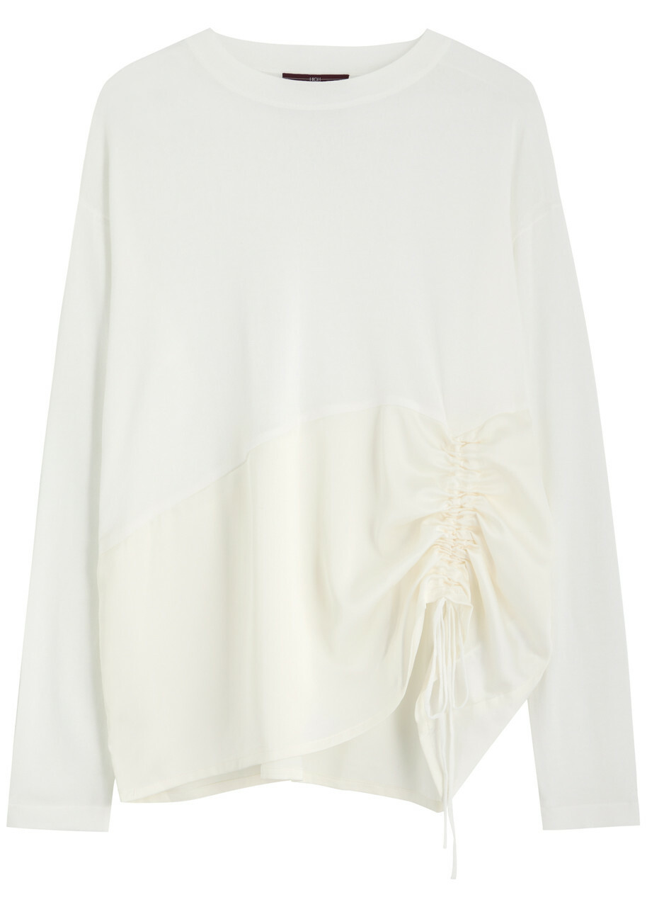 High Jargon Panelled Fine-knit top Cream