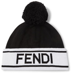 Fendi - Logo-Intarsia Cotton and Wool-Blend Beanie - Black