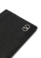 Valentino Garavani Vlogo Pebbled Leather Card Holder - Black - One Size