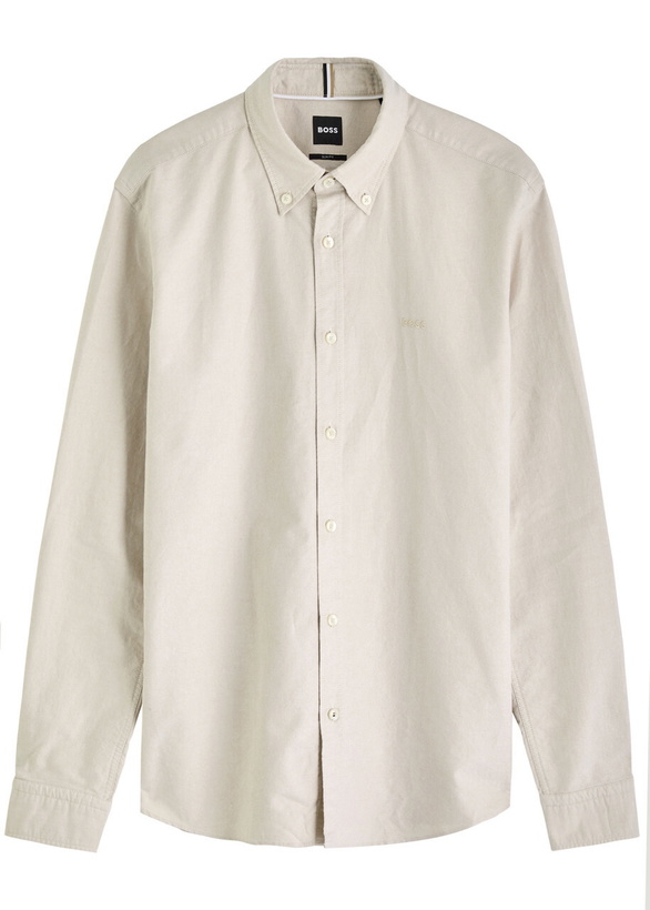 Photo: Boss Logo-embroidered Cotton Shirt Beige