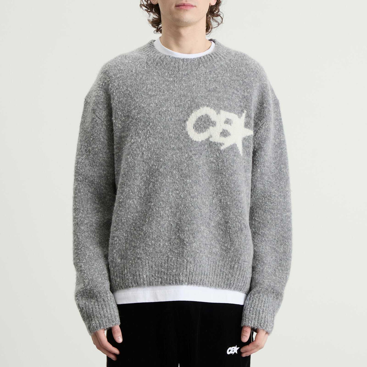 Cole Buxton Men's CB Star Knit Sweater in Grey
