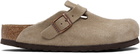 Birkenstock Taupe Regular Boston Soft Footbed Slip-on Loafers