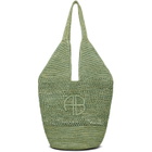 ANINE BING Green Leah Logo Raffia Bag