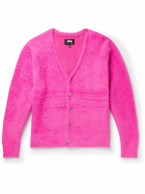 Photo: Stussy - Shaggy Brushed Knitted Cardigan - Pink
