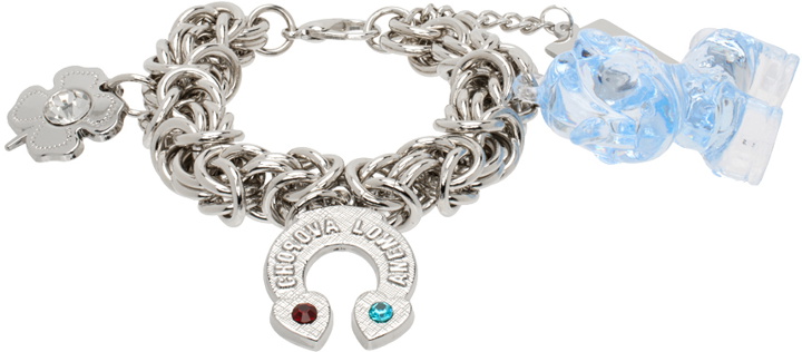 Photo: Chopova Lowena Silver Neon Kitty Charm Bracelet