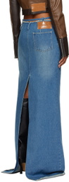 JUNEYEN Blue Faded Denim Maxi Skirt