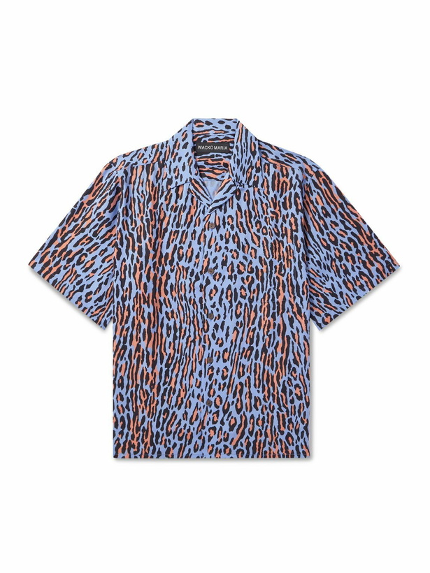 Photo: Wacko Maria - Convertible-Collar Leopard-Print Lyocell Shirt - Blue