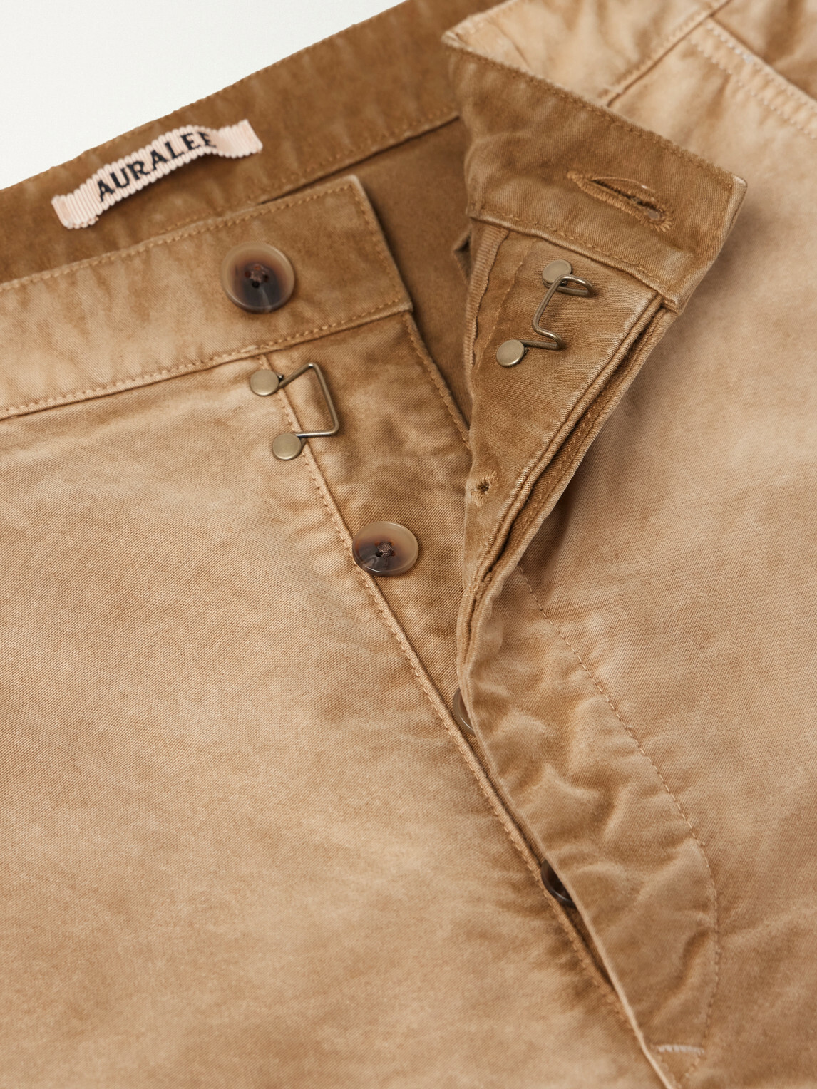 Auralee - Straight-Leg Garment-Dyed Cotton-Moleskin Trousers - Brown