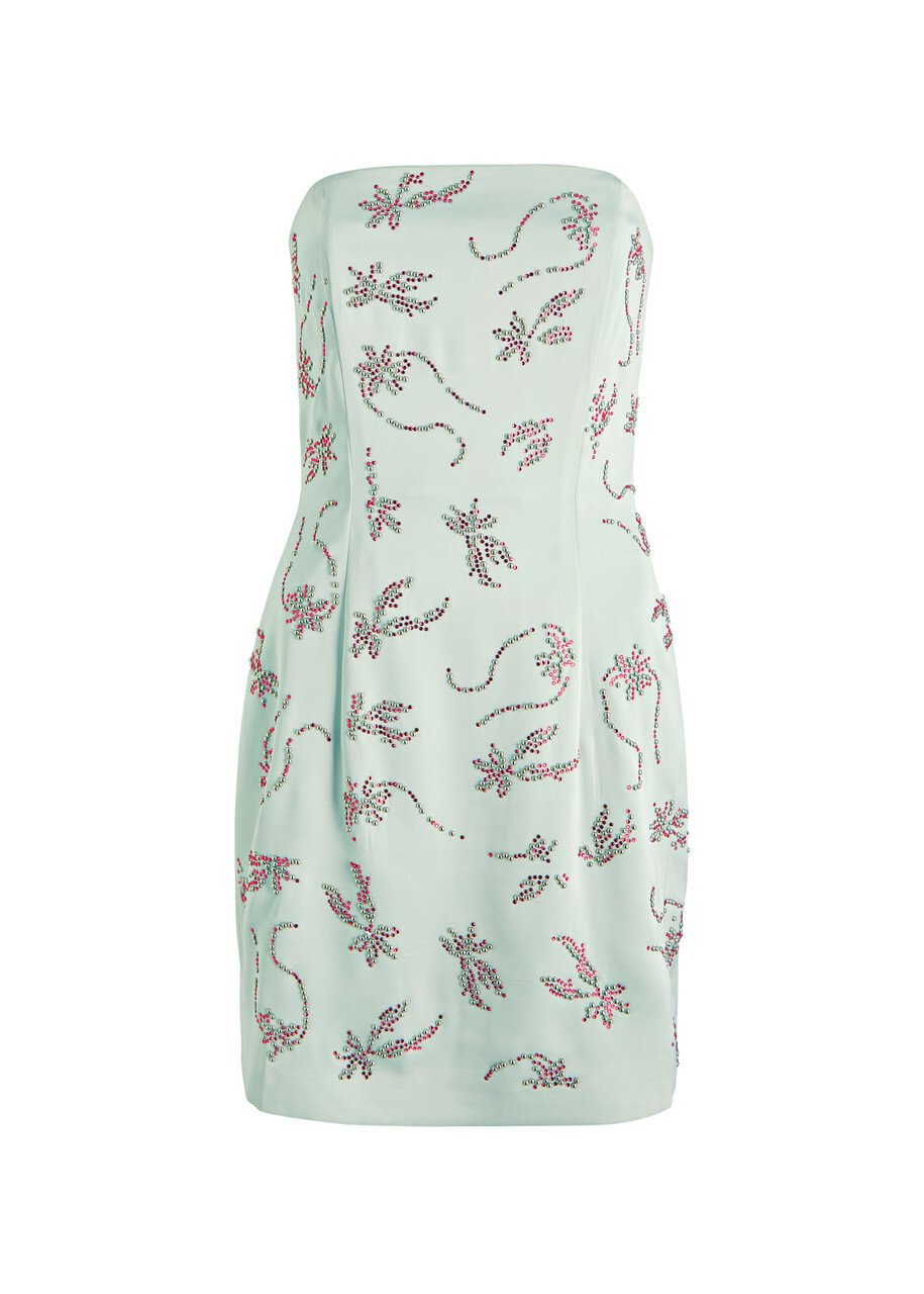 16 Arlington Frasia Embellished Satin Mini Dress Mint