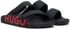 Hugo Black Double-Touch Closure Logo Sandals