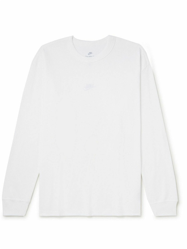 Photo: Nike - Premium Essentials Logo-Embroidered Cotton-Jersey T-Shirt - White