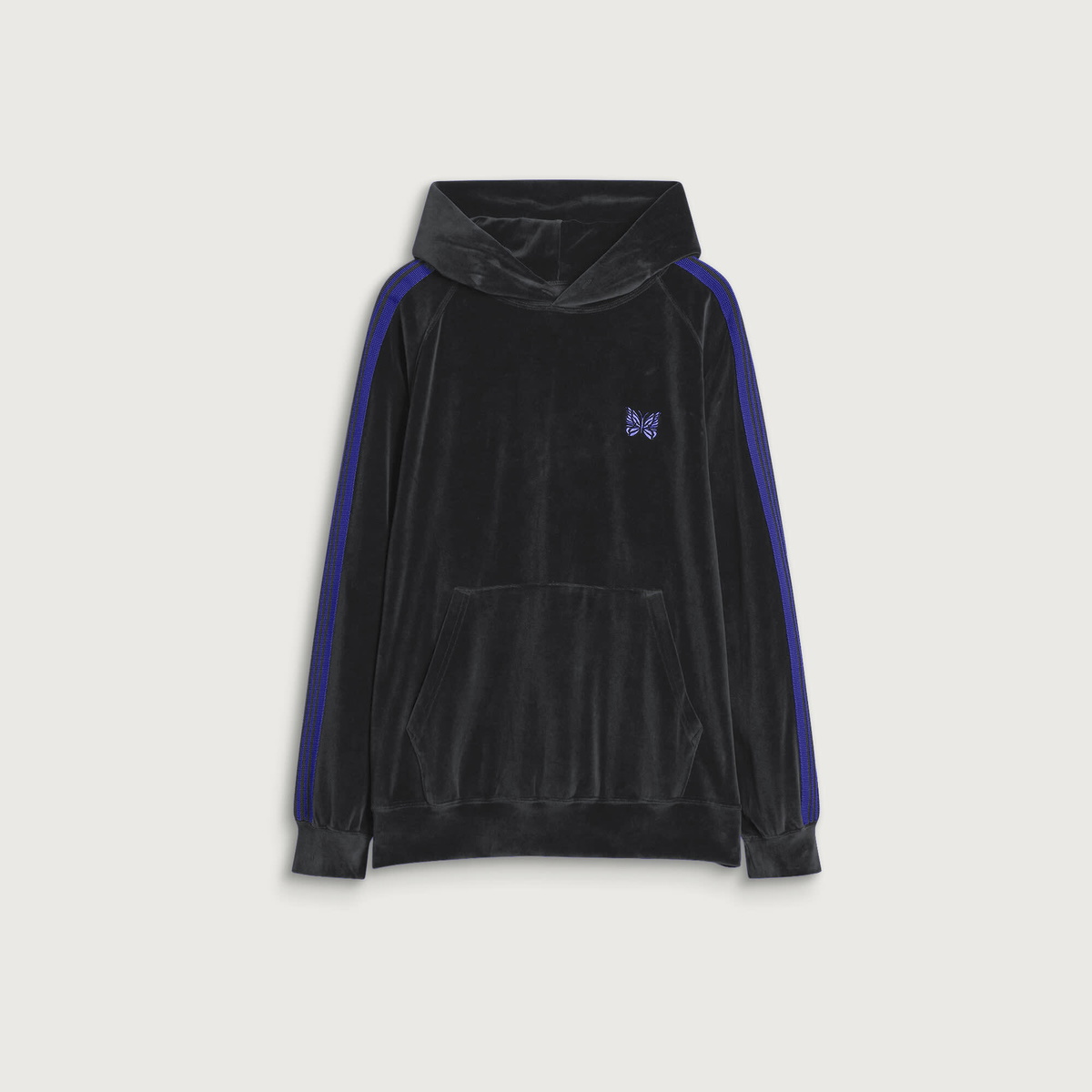 Needles Men's Velour Track Hoodie in Charcoal
