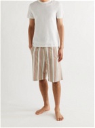 OLIVER SPENCER LOUNGEWEAR - Canvey Wide-Leg Striped Organic Cotton-Twill Drawstring Shorts - Multi