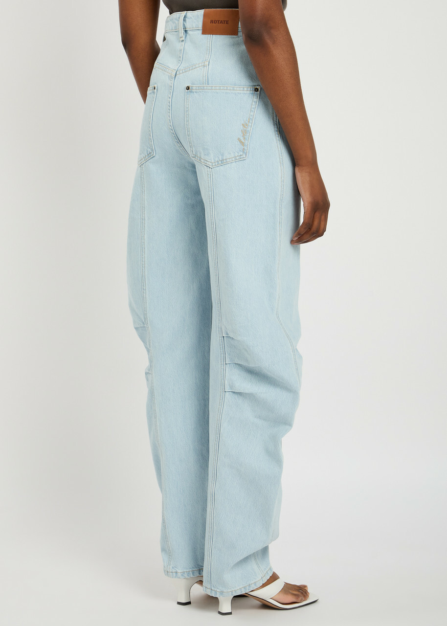 Rotate Sunday Pleated Barrel-leg Jeans Light Blue