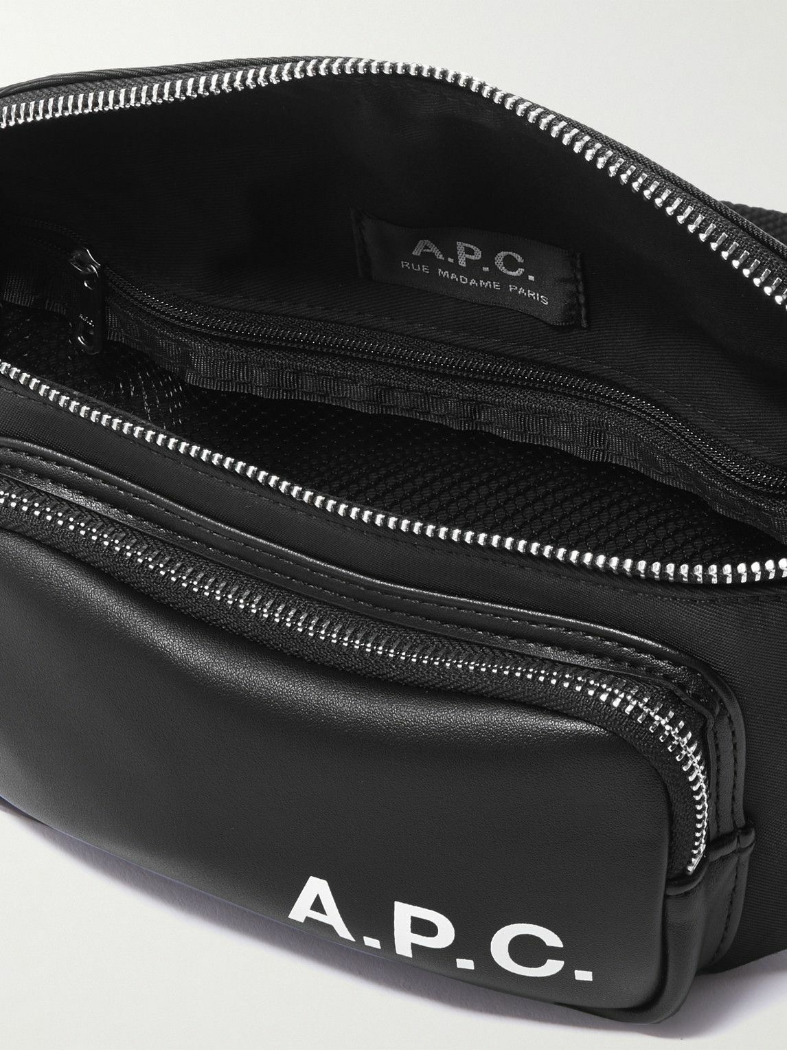 A.P.C. - Logo-Print Leather-Trimmed Shell Belt Bag