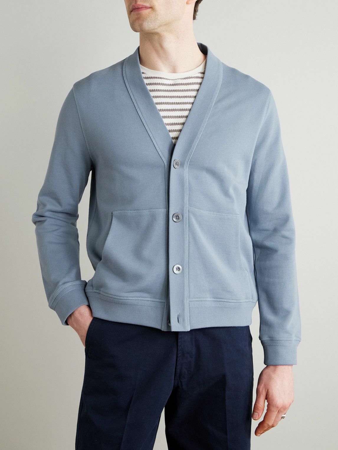 Mr P. - Cotton-Jersey Cardigan - Blue