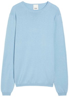 Allude Elbow Patch Cotton and Cashmere-blend Jumper Light Blue