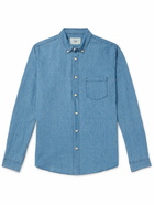 Folk - Button-Down Collar Linen and Cotton-Blend Chambray Shirt - Blue