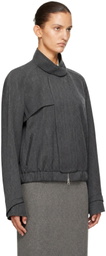 Victoria Beckham Gray Scarf Bomber Jacket