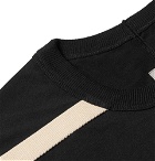 Rick Owens - Canvas-Trimmed Embellished Cotton-Jersey T-Shirt - Black