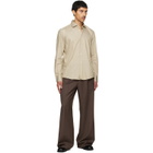 BOSS Beige Spread Collar Casual-Fit Cotton Shirt