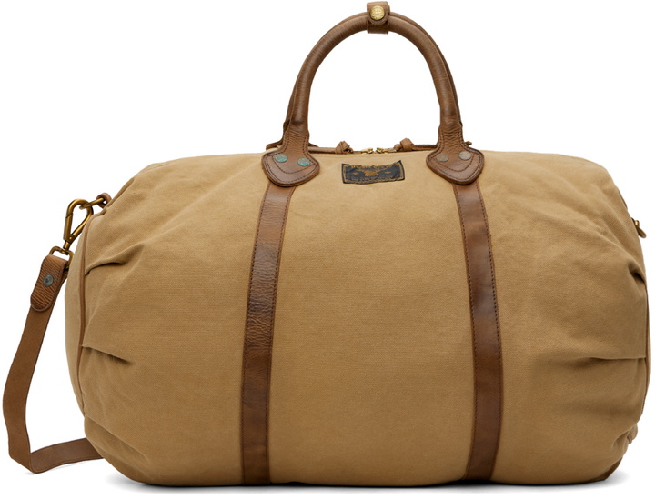 Photo: RRL Beige Leather Trim Canvas Duffle Bag