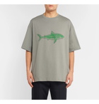 Lanvin - Oversized Flocked Cotton-Jersey T-Shirt - Men - Green