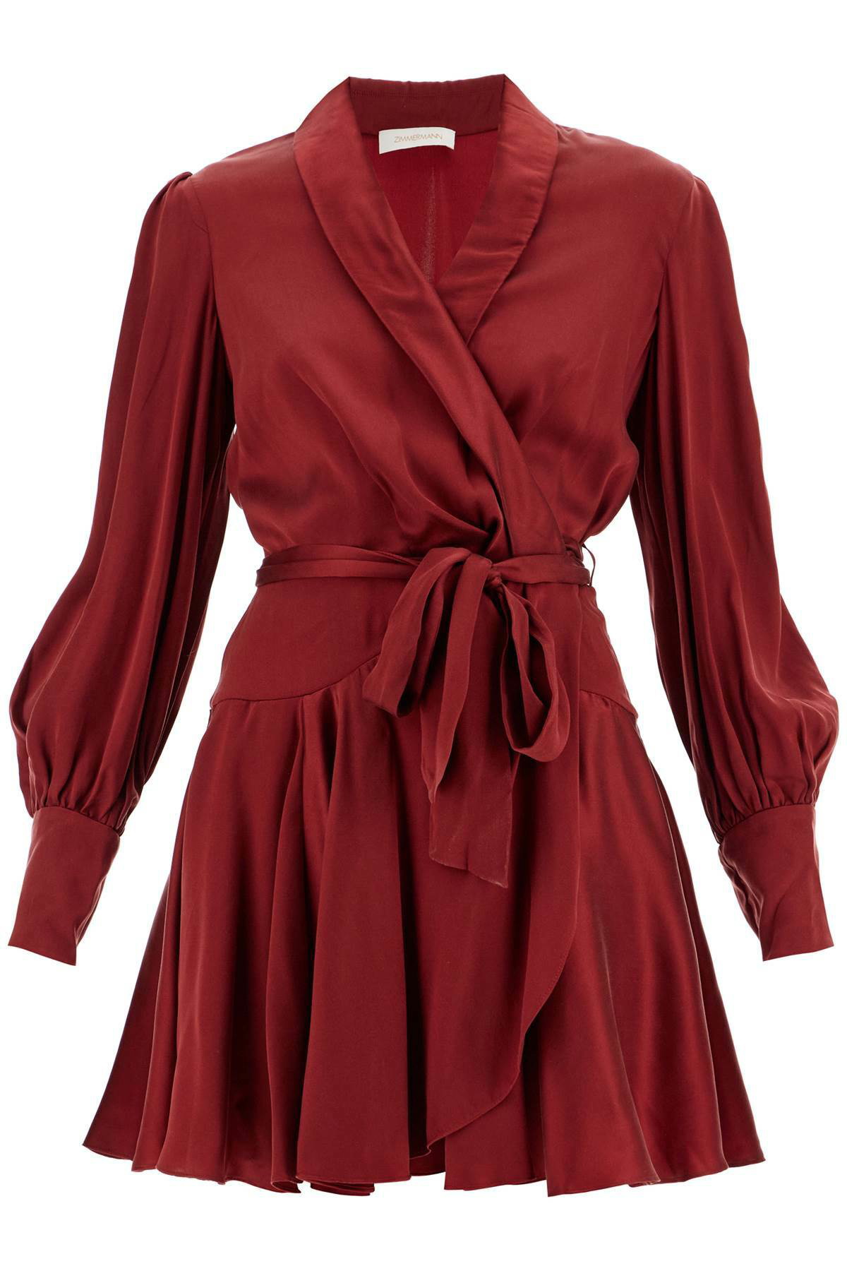 ZIMMERMANN silk wrap mini dress with nine words Red Zimmermann