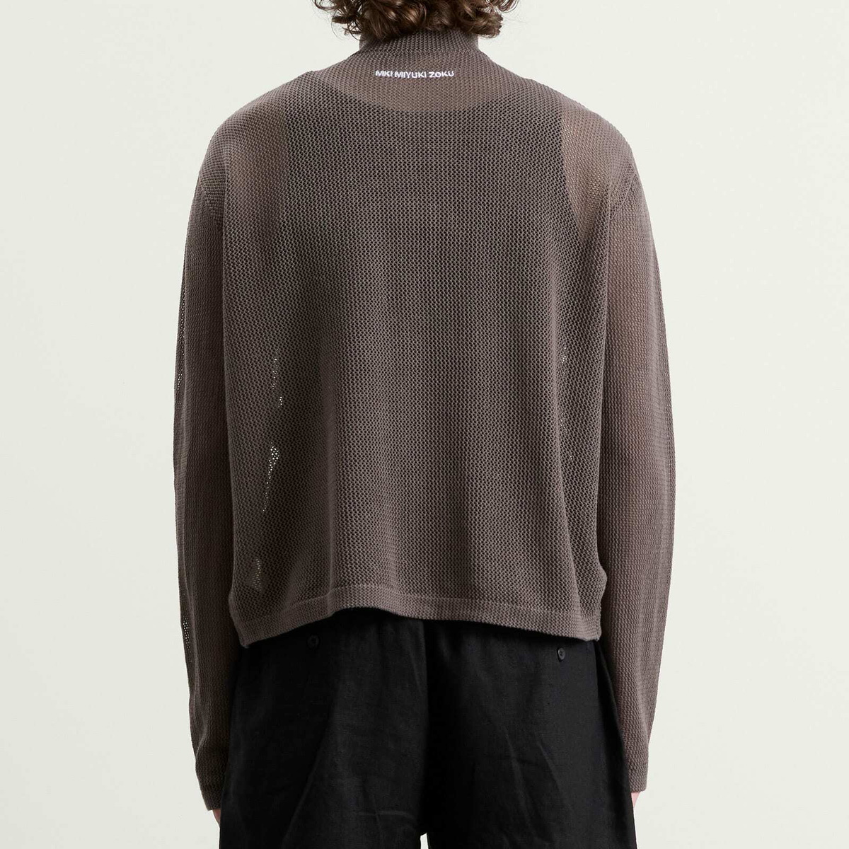 MKI Men's Linen Loose Knit Track Jacket in Espresso
