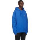 We11done Blue Embroidered Logo Hoodie