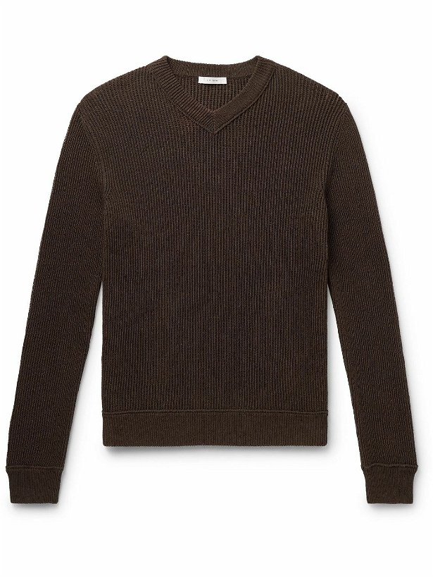 Photo: The Row - Corbin Ribbed Cotton Sweater - Brown