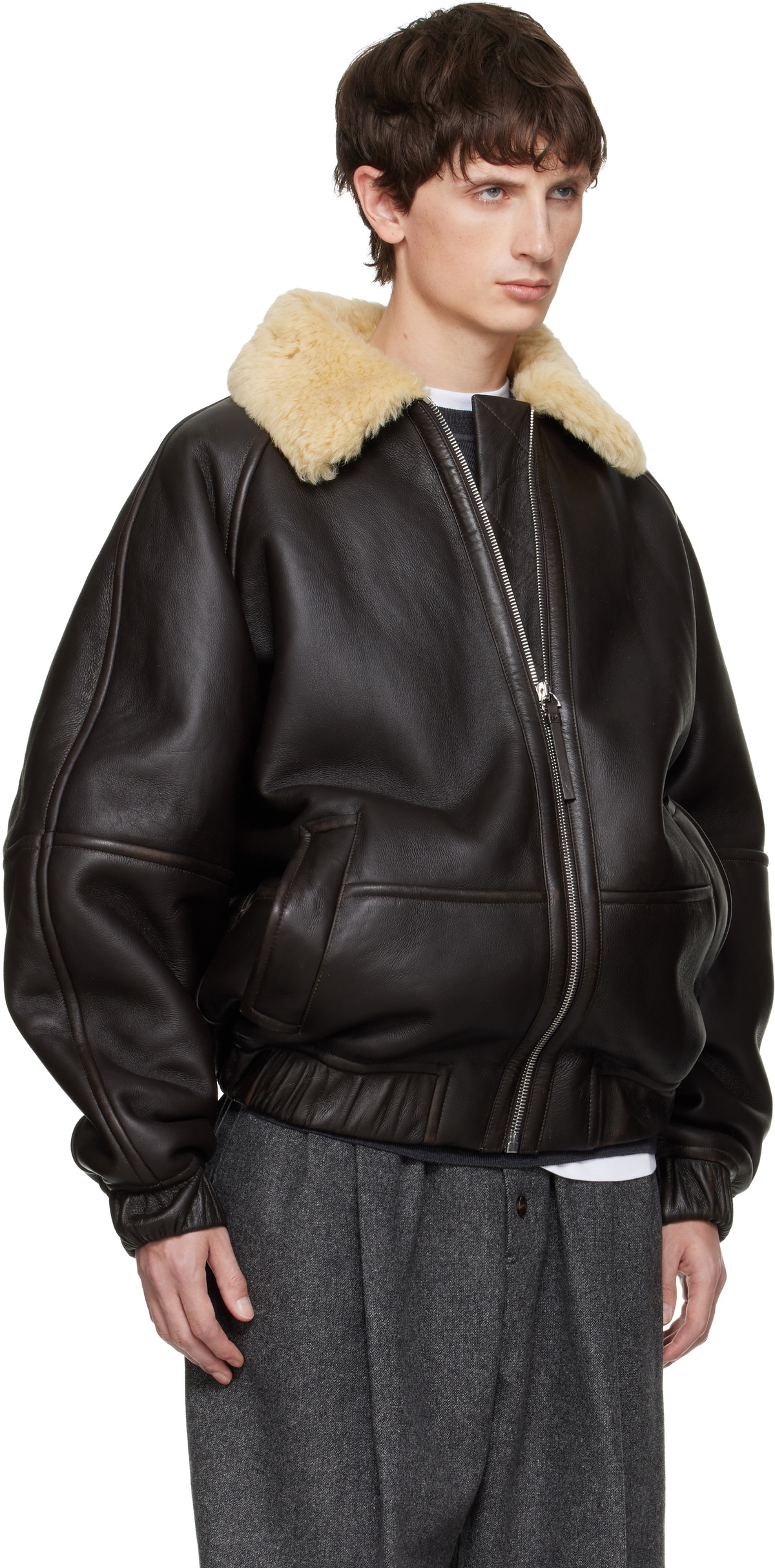 JACQUEMUS Brown 'The Bombardier' Shearling Jacket