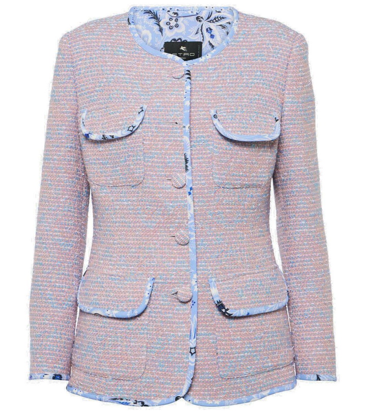 Photo: Etro Checked wool-blend tweed jacket