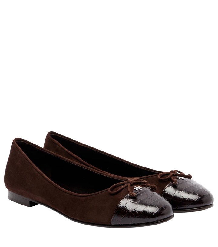 Photo: Tory Burch Cap Toe croc-effect suede ballet flats