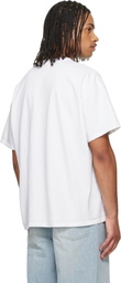 Les Tien White Lightweight Binded Neck Oversized T-shirt