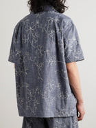 Monitaly - 50's Milano Camp-Collar Embroidered Cotton Shirt - Blue