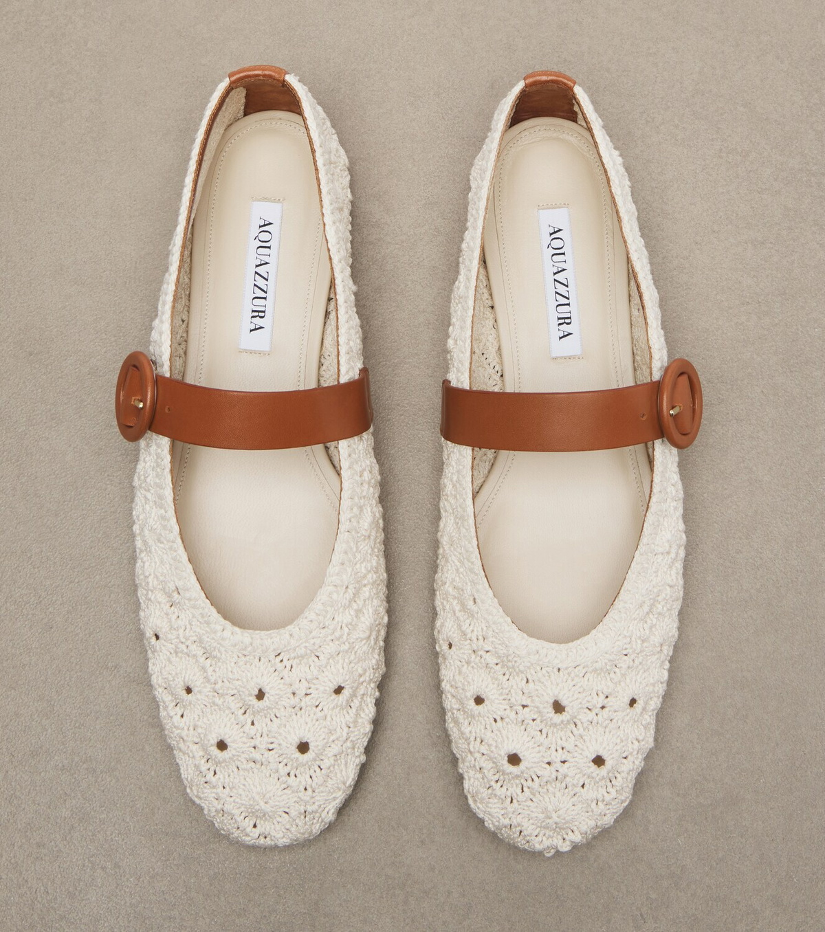 Aquazzura Loom macramé Mary Jane flats