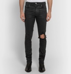 AMIRI - Skinny-Fit Distressed Waxed Stretch-Denim Jeans - Men - Black