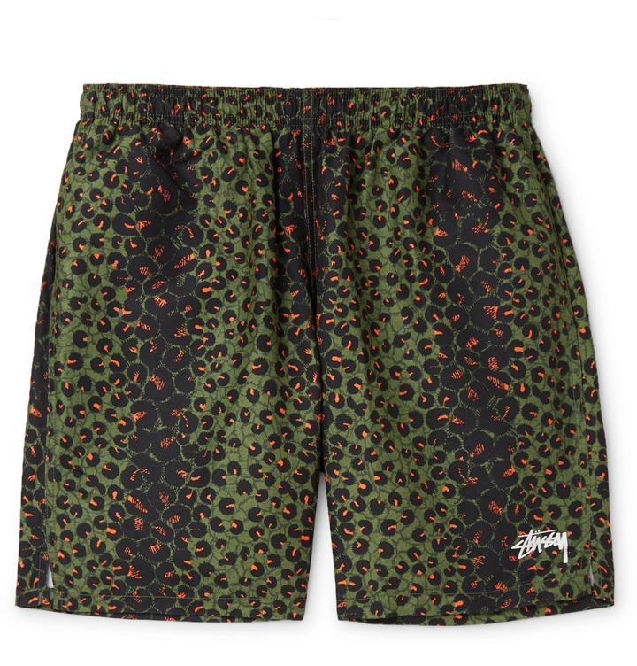 Photo: Stüssy - Mid-Length Leopard-Print Swim Shorts - Green