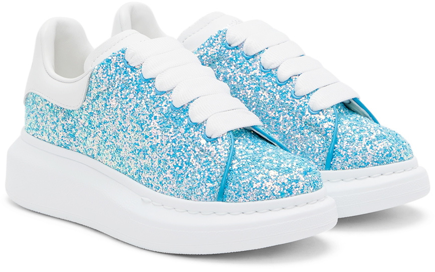 Alexander McQueen Kids Blue Glitter Oversized Sneakers