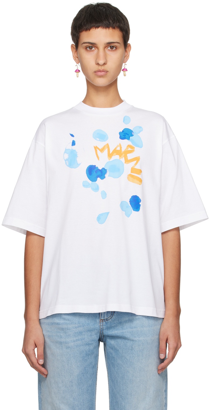 Marni White Dripping T-Shirt Marni