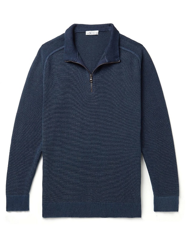Photo: Peter Millar - Cruz Indigo-Dyed Half-Zip Cotton Sweater - Blue